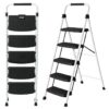 UZIRO Escalera Plegable 5 Peldaños de Acero y Aluminio, Escalera Pequeña Plegable