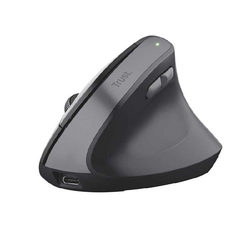 Trust Yuno Ratón Vertical Inalámbrico, Ratón Ergonómico Recargable 2.4GHz