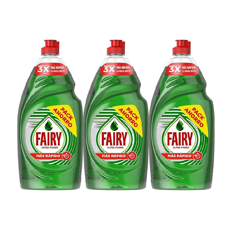 Fairy Ultra Poder Original Líquido Lavavajillas 3x900ML Fórmula Efectiva Que Deja