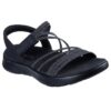Skechers GO Walk Flex Emma – Sandalias Planas para Mujer, Color Negro