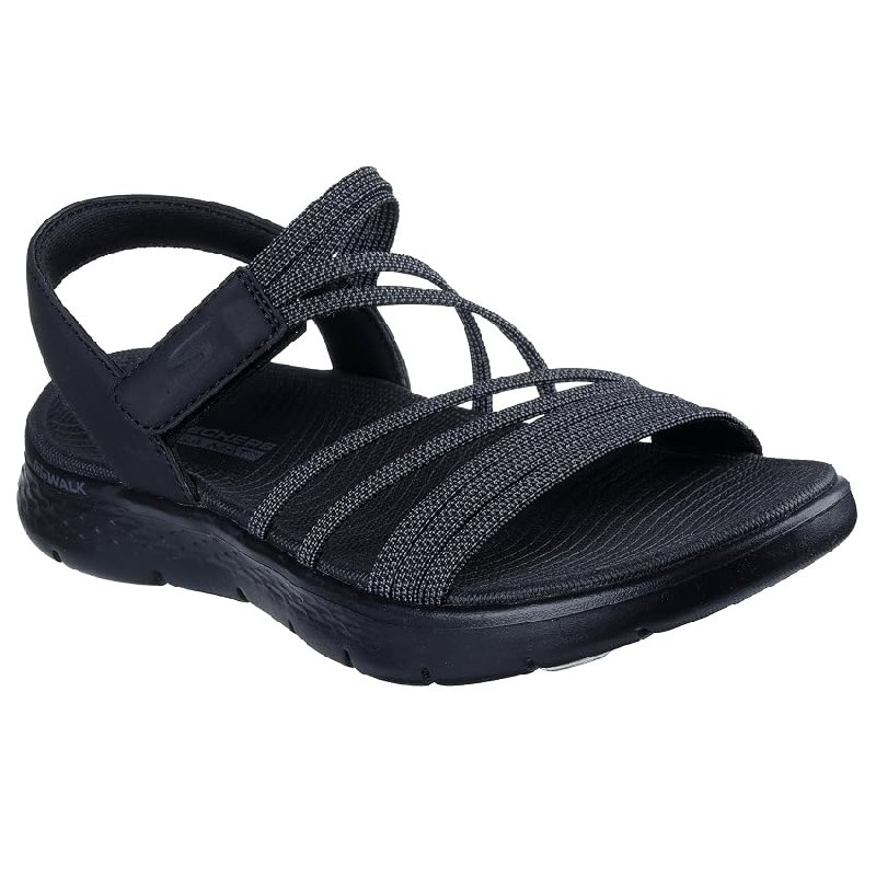 Skechers GO Walk Flex Emma – Sandalias Planas para Mujer, Color Negro