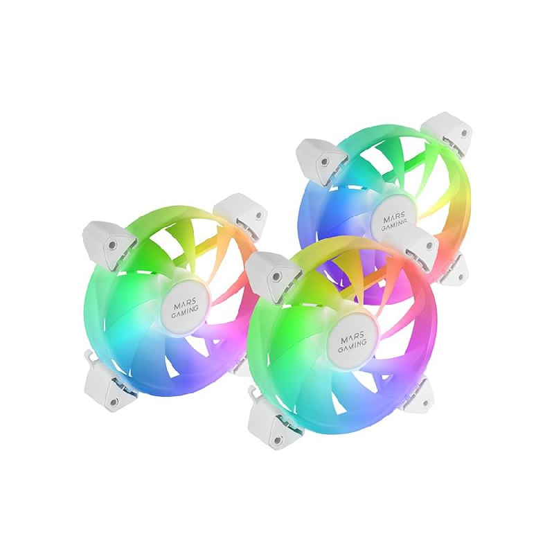 Mars Gaming MF-3A, paquete de 3 ventiladores ultra silenciosos FDB 120 mm