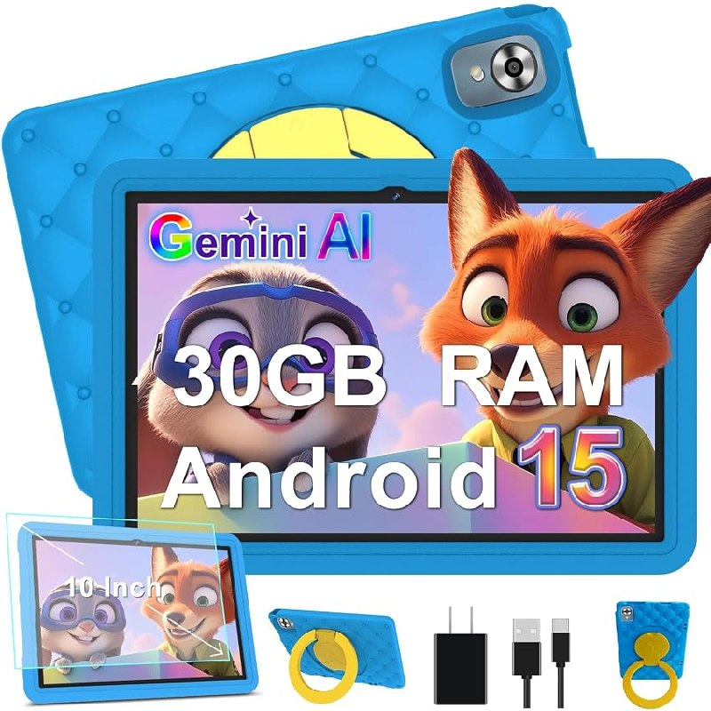 DMOAO Tablet para Niños 10 Pulgadas Android 15 con 30 GB RAM, 5G WiFi 6