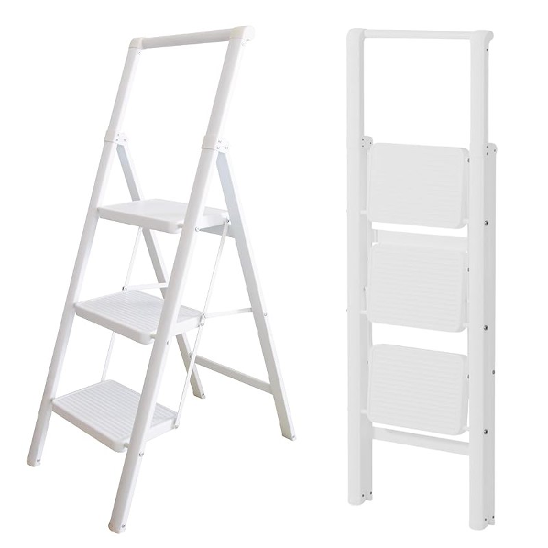 UABA Escalera Plegable Acero, 3 Peldaños
