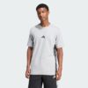 adidas Hombre Essential Three Stripes Single Jersey Shirt, Medium Grey Heather/Black
