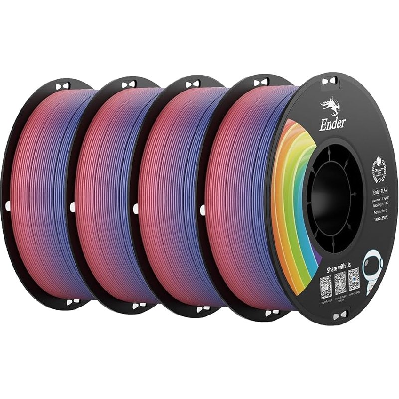 Creality Filamento para impresora 3D Rainbow PLA+ 4 kg, 1,75 mm