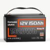 Humsienk Batería Litio 12V 150Ah,Bateria LiFepo4,BMS Inteligente de 110A,4.000–15.000