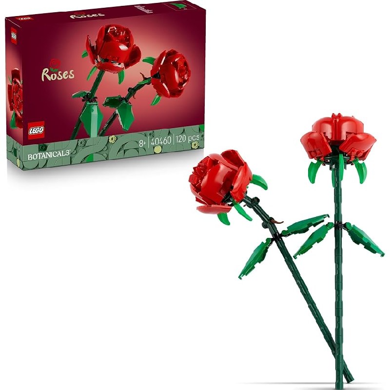LEGO Botanicals Rosas – Flores Artificiales Rojas Compatible con Ramos
