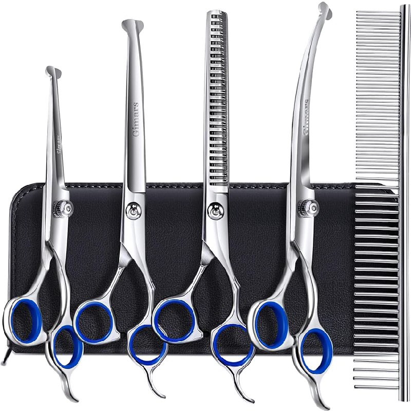 Gimars 4CR tijeras peluqueria canina 6 en 1 Tijeras para perros de acero inoxidable