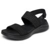 Skechers Ultra Flex 3.0 – Sandalias Planas para Mujer, Color Negro