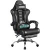 Yaheetech Silla Gaming con Masajeador Silla Oficina con Reposapiés Negro