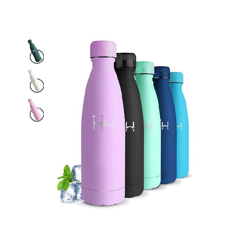 Botella Agua Acero Inoxidable- 500ml- Botella Termica, Sin BPA