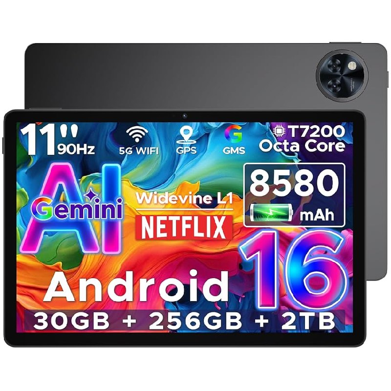 DOOGEETab U11 Pro Android 16 Tablet 11 Pulgadas, 30GB RAM+256GB ROM+2TB TF