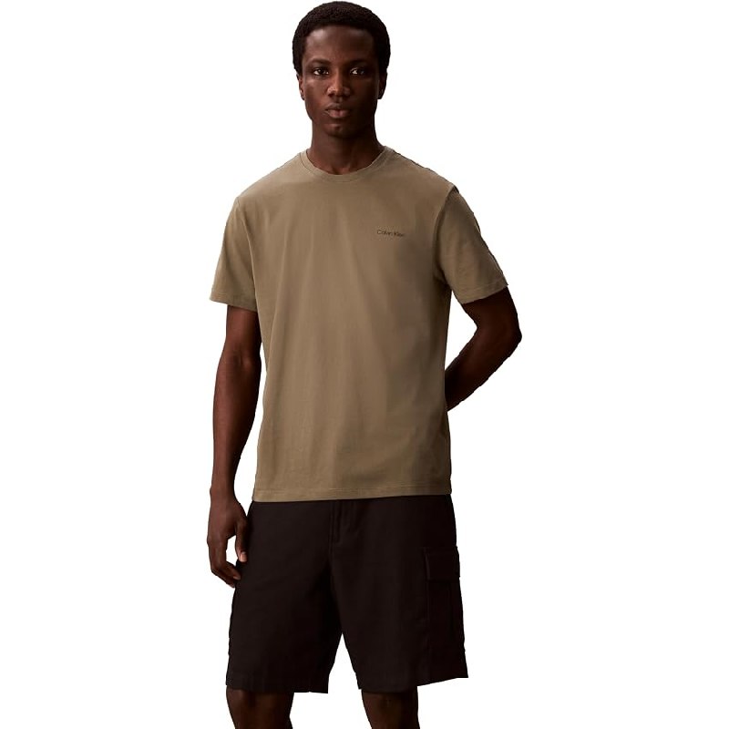 Calvin Klein Camiseta de Manga Corta Hombre Micro Logo con Cuello Redondo