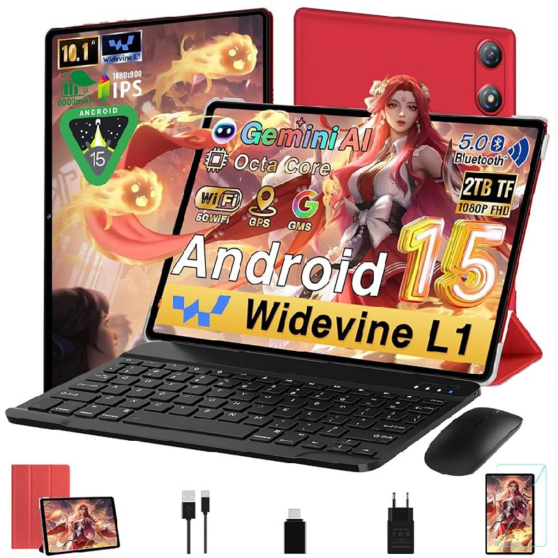UJJ 2026 Tablet Android 15 10 Pulgadas Gemini AI, 64GB ROM + 2TB TF