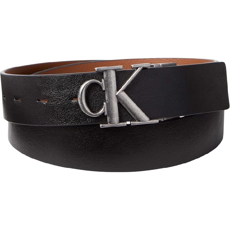 Calvin Klein Cinturón Hombre Buckle Tumbled 3,5 cm de piel reversible