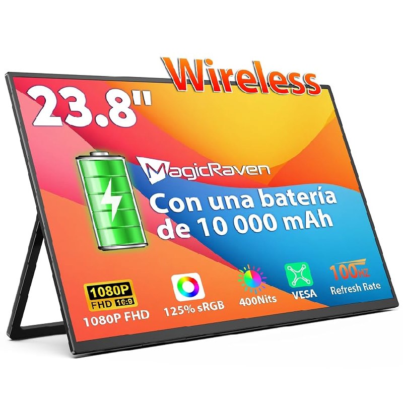 MAGICRAVEN Wireless Monitor Portátil Pantalla Inalambrica 23,8 Pulgadas 1080P IPS