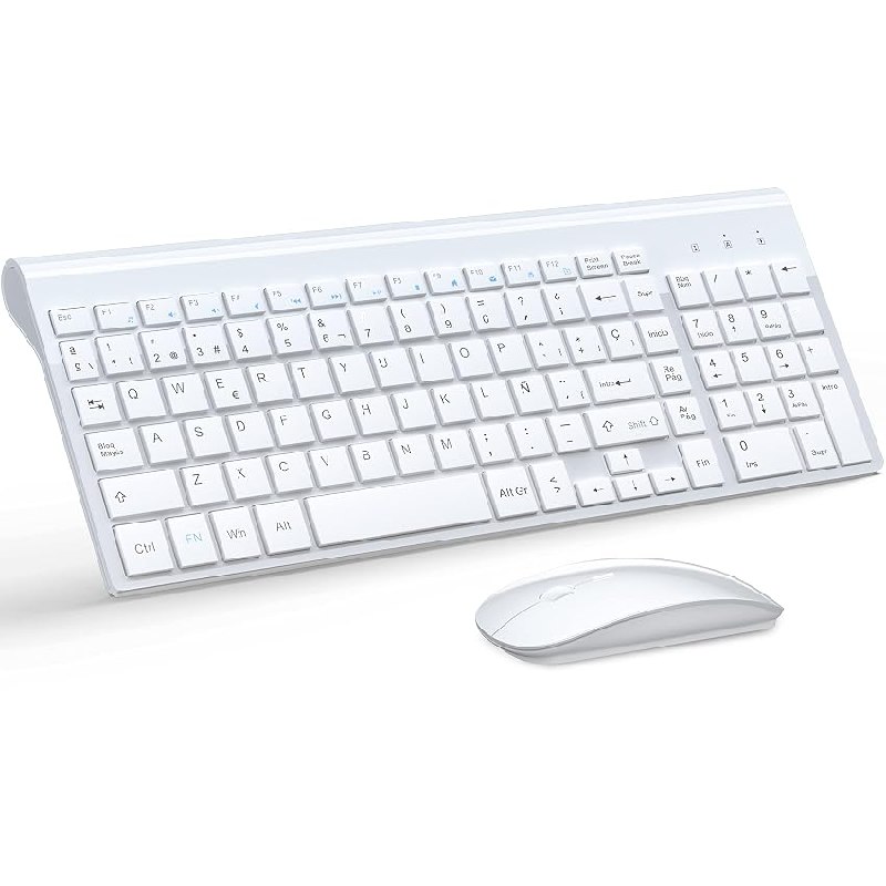 TopMate Pack Teclado y Raton Inalámbricos Ultra Delgado – Blanco