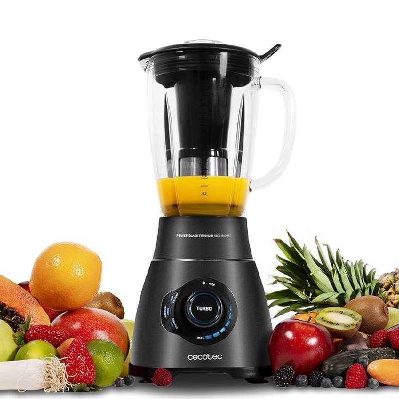 Cecotec Batidora de Vaso Power Black Titanium 2500MAX Smart. 2500W Maxima Potencia