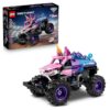 LEGO Technic Monster Jam Sparkle Smash Pull-Back Truck Toy – Pink Unicorn Themed Race Car Model Kit
