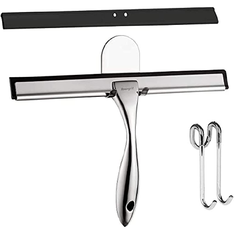 Ibergrif M34101 Escobilla de Goma Acero, Limpiacristales de Ducha y con 1 Cuchilla