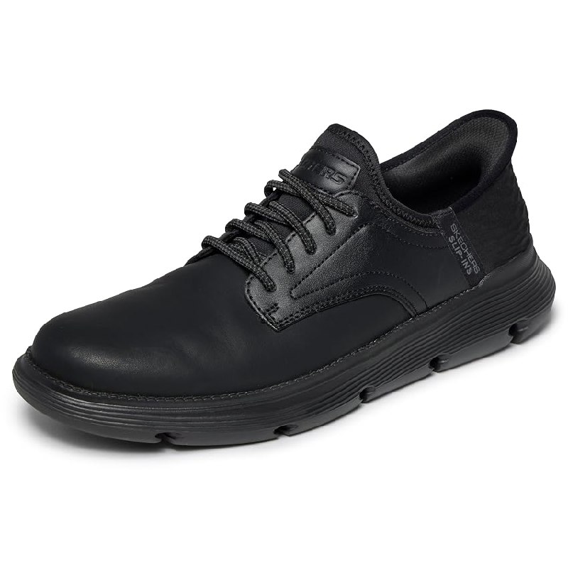 Skechers Hombre Garza Gervin Slip-In ENTRENADOR, Black Leather