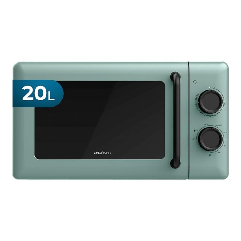 Cecotec Microondas Mecánico con Grill de 20L Proclean 3110 Green 700W en 6 Niveles y Grilll de 800W