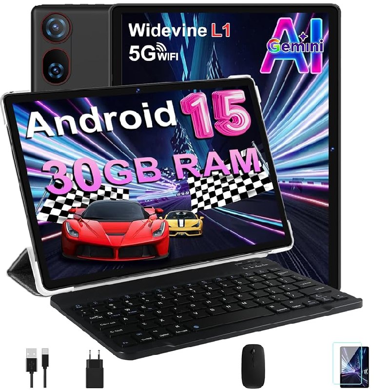 Tablet 10 Pulgadas Android 15, 30 GB RAM + 2 TB ROM Expansión