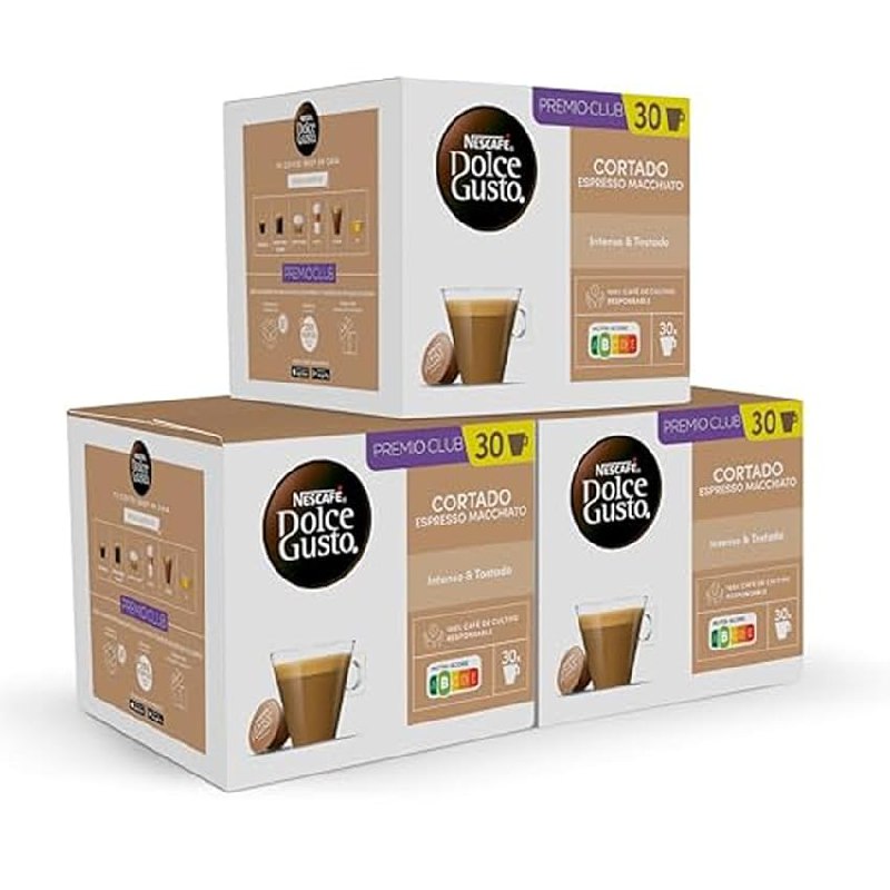 NESCAFÉ Dolce Gusto Cortado – Cápsulas de Café, 90 Cápsulas (3×30)