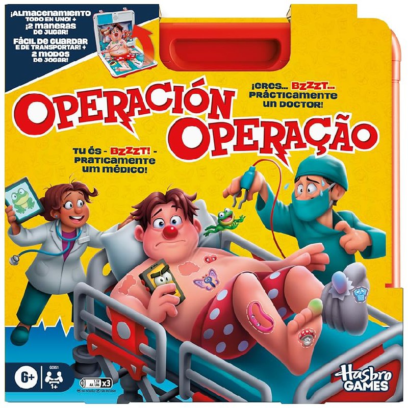 Hasbro Gaming Juego de Mesa electrónico Operación con Estuche Todo en uno