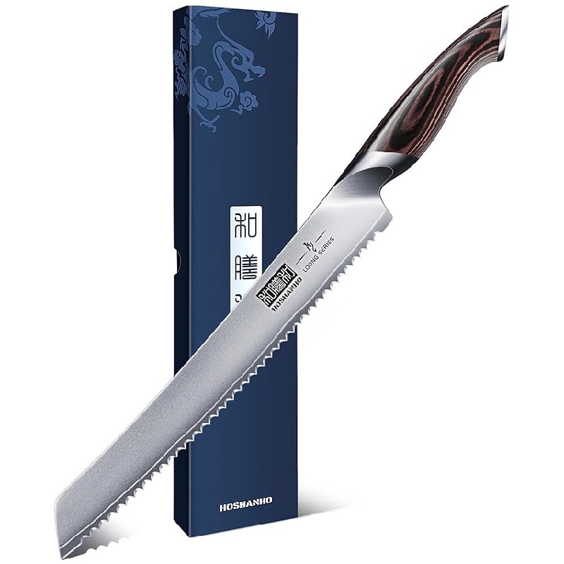 HOSHANHO Cuchillo para Pan 25 cm, Cuchillo Panero Súper Afilado de Serrada