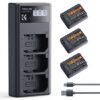 K&F Concept 3-Pack NP-FZ100 Batería 2280mAh y Cargador LCD de 3 Ranuras Compatible con Sony A7iii