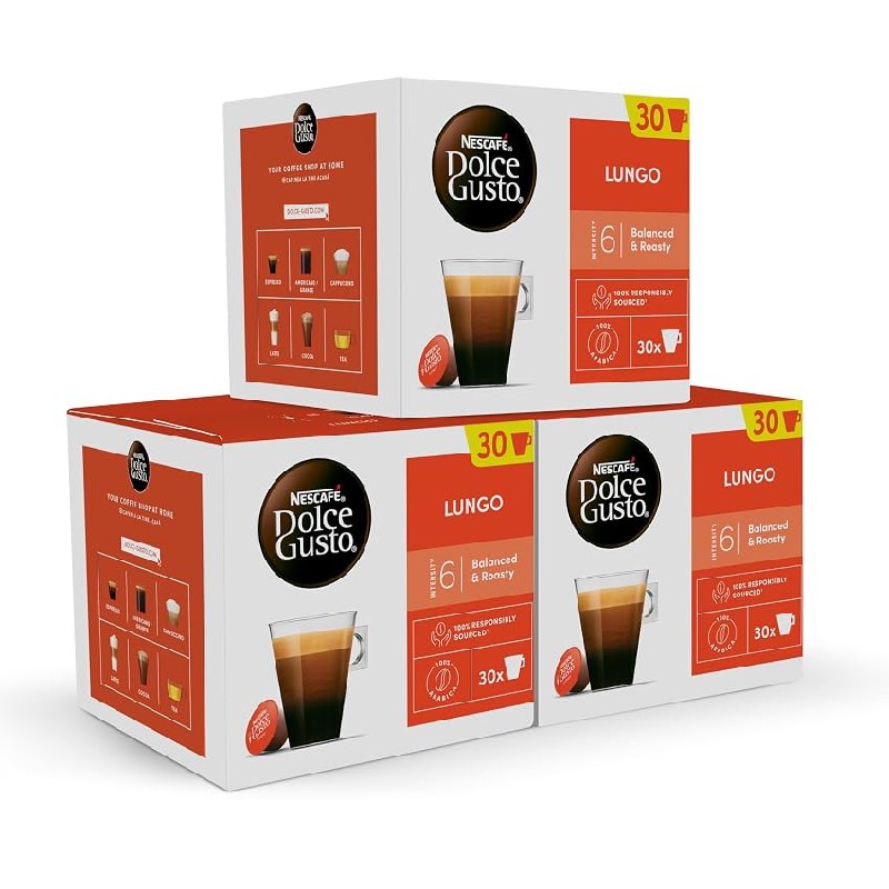 NESCAFÉ Dolce Gusto Lungo – Cápsulas de Café, 90 Cápsulas (3 x 30)