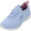 Skechers Mujer Summits Top Player Zapatillas, Light Blue Knit/Multi Trim