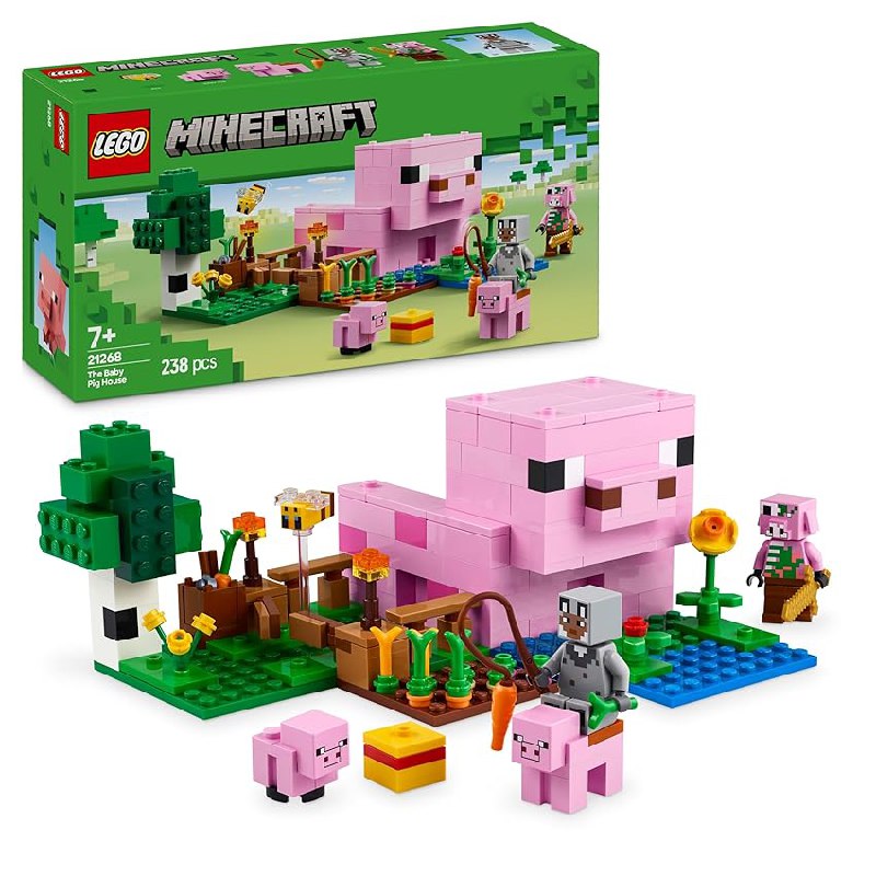 LEGO Minecraft La Casa-Cerdo Bebé, Granja con Animales de Juguete