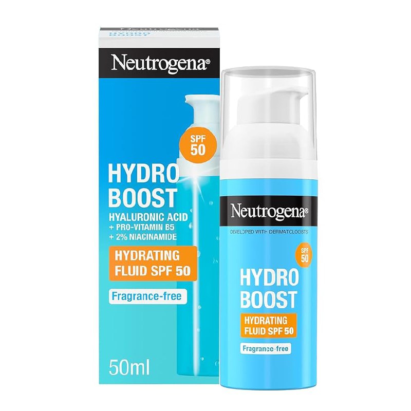 Neutrogena Hydro Boost Fluido Hidratante SPF 50, Crema Solar Facial