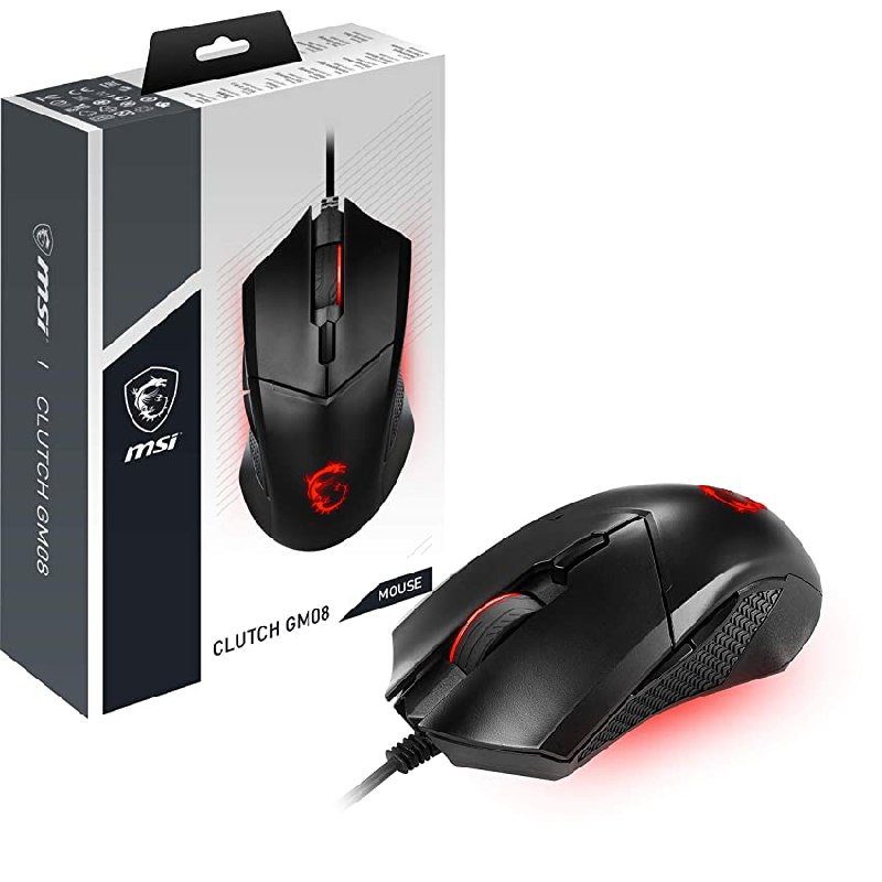MSI Clutch GM08 – Ratón Gaming con Sensor Óptico 4200 dpi, Ajuste de Peso