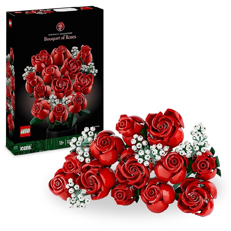 LEGO Botanicals Ramo de Rosas Rojas – Flores Artificiales para Decoración del Hogar