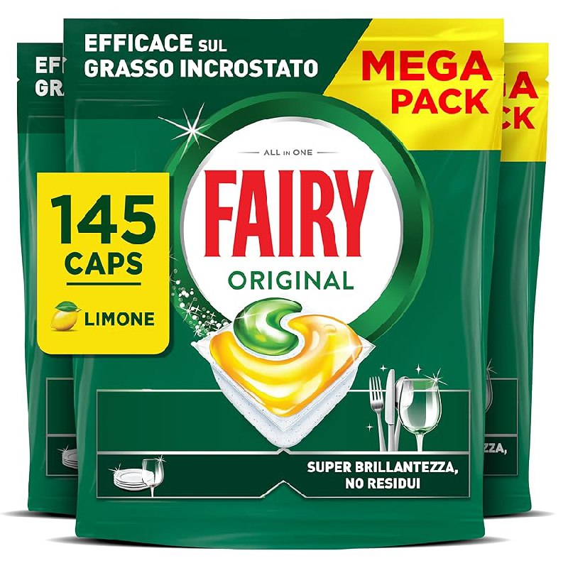 Fairy Original TodoEn1 Cápsulas Lavavajillas Máquina Limón, 5×29 Cápsulas