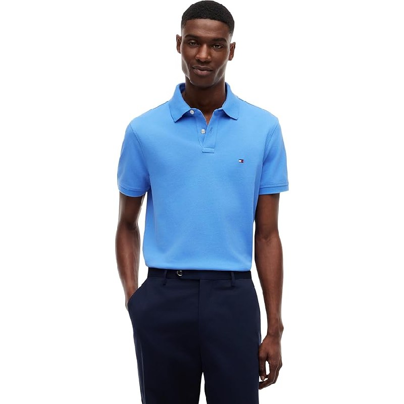 Tommy Hilfiger Polo de Manga Corta Hombre 1985 Regular Fit, Azul (Blue Spell)