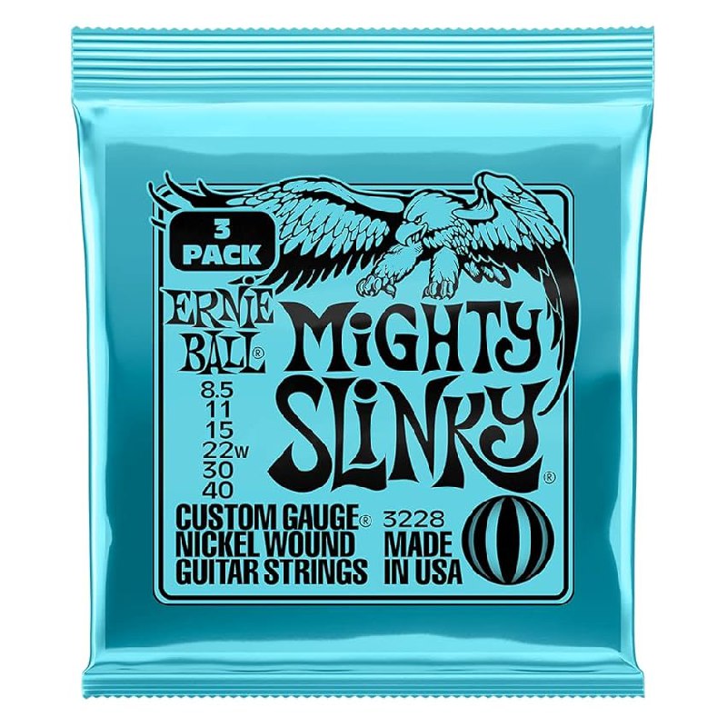 Mighty Slinky Nckl Wnd Elec Gtr Strings 3 Pk 8.5 40