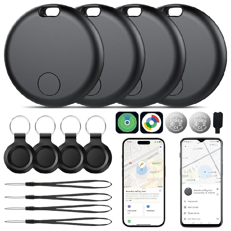 Smart Tracker Tags 4 Pack, Android Google Localizador o iOS Apple Buscar App