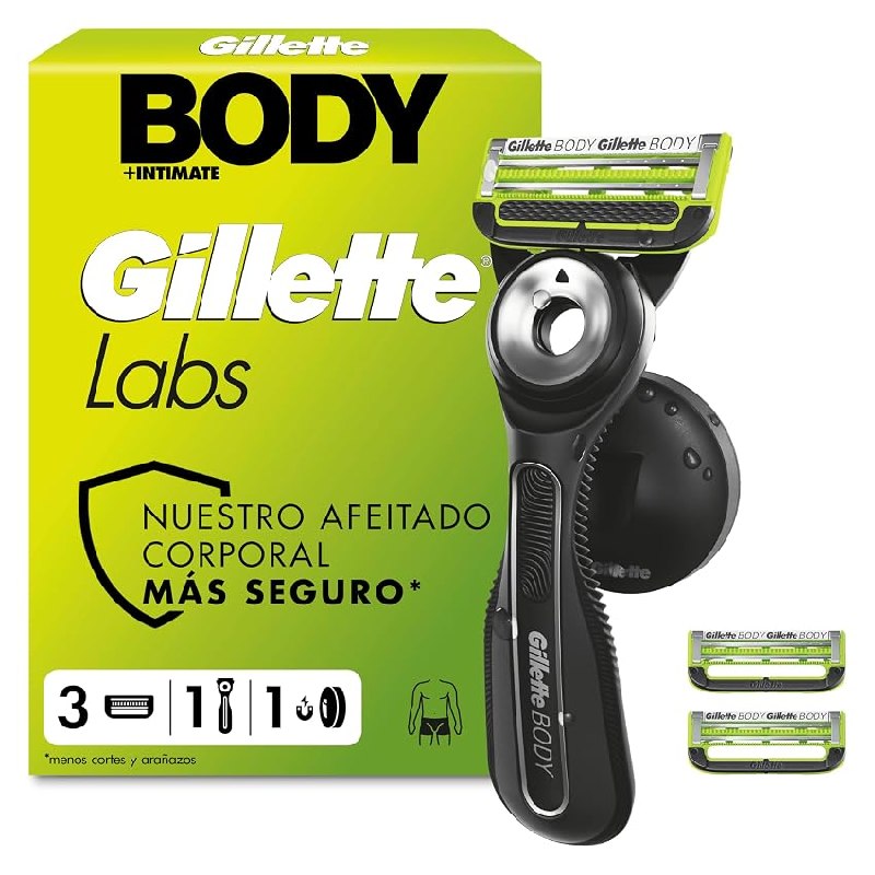 GilletteLabs Body + Intimate Maquinilla Corporal Hombre, 3 Recambios