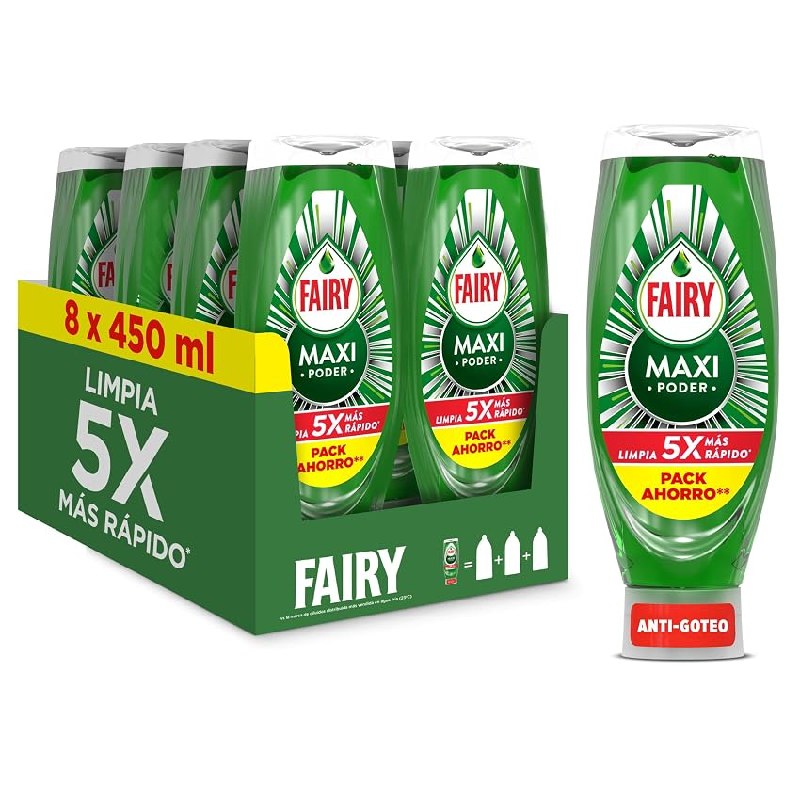 Fairy MaxPower Líquido Lavavajillas 8 x 450ml