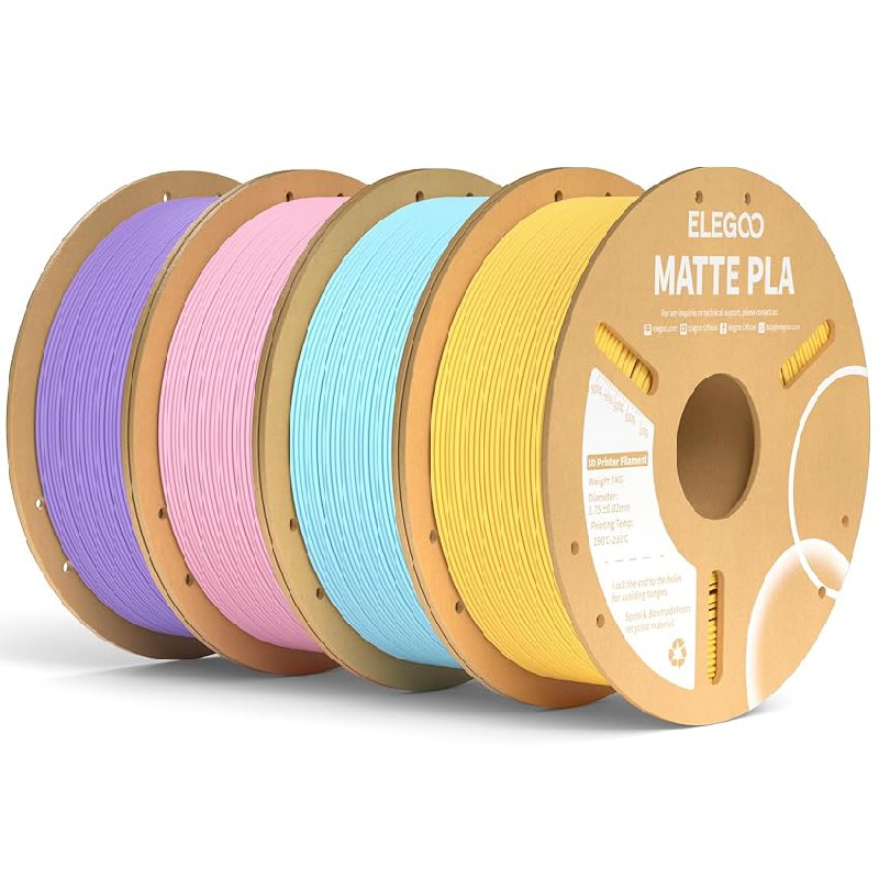 ELEGOO Filamento PLA MATE 1.75 4KG Amarillo Sol, Azul Hielo