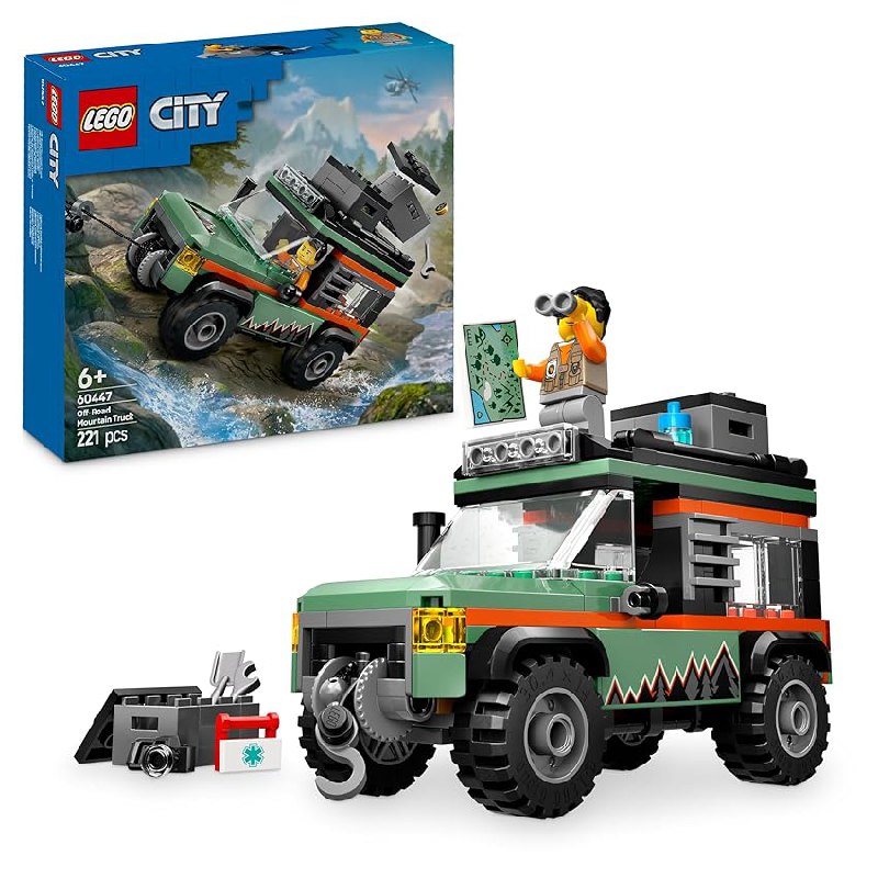 LEGO City Todoterreno 4×4 de Montaña Vehículo de Construcción de Juguete con Accesorios