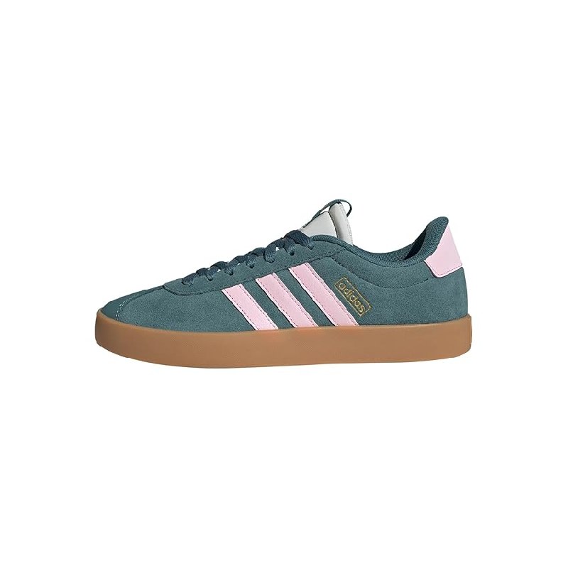 adidas Mujer VL Court 3.0 Shoes, Preloved Teal/Clear Pink/Gold Metallic
