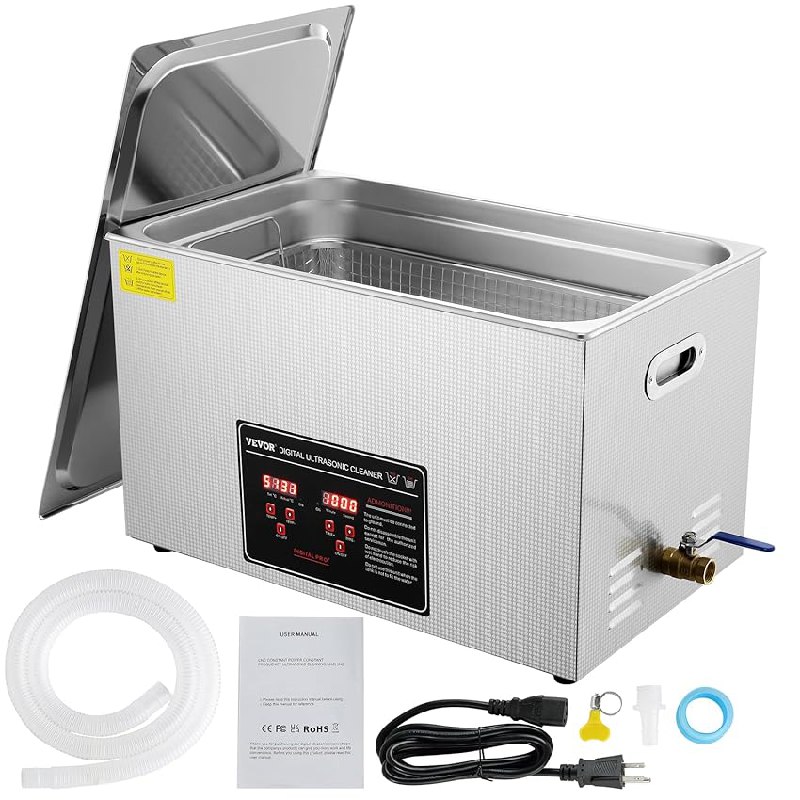 VEVOR Limpiador Ultrasónico 30L, Bandeja Ultrasónica Digital de Acero Inoxidable con
