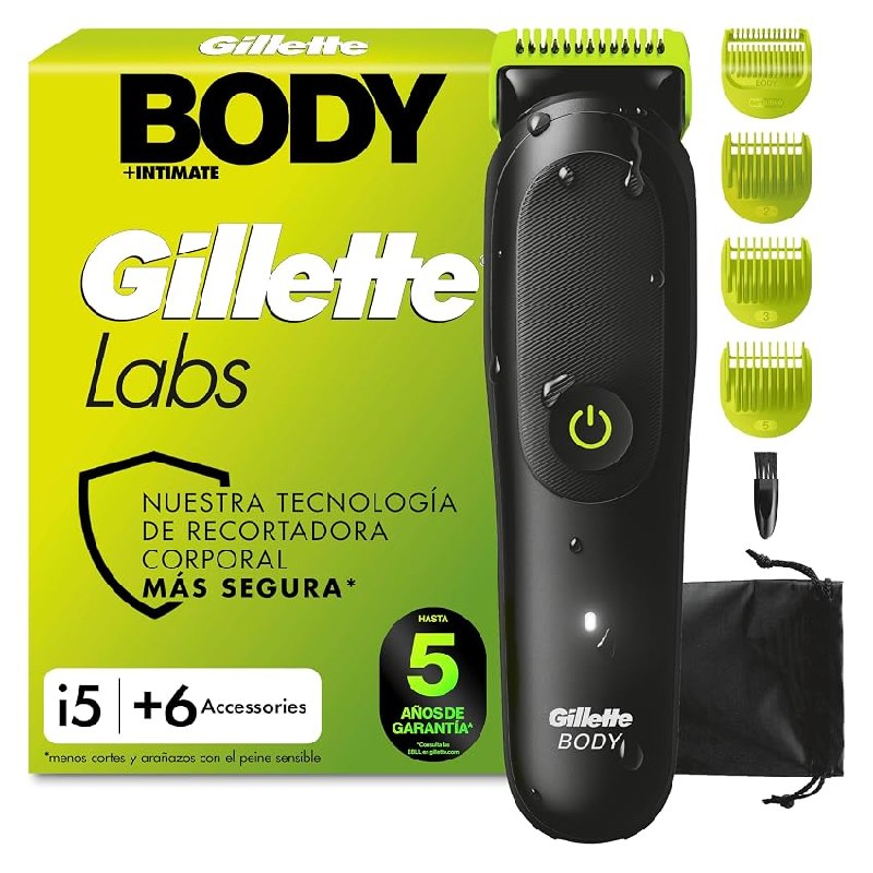 GilletteLabs i5 Body + Intimate Afeitadora Corporal, 6 Accesorios