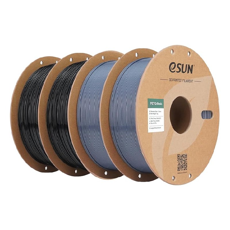 eSUN Filamento PETG 1.75 mm 4KG para Impresora 3D Alta Dureza Negro+Gris